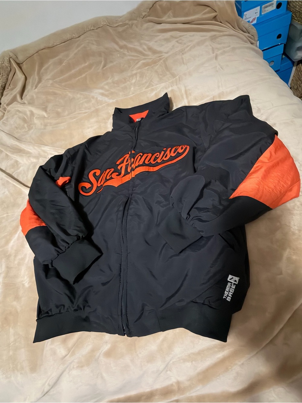 MLB Majestic San Francisco Giants Black and Orange Jacket Kids Youth Small  7/8